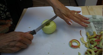 Slicing Peeled Apple